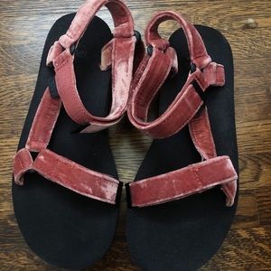 Pink Velvet Teva Sandals